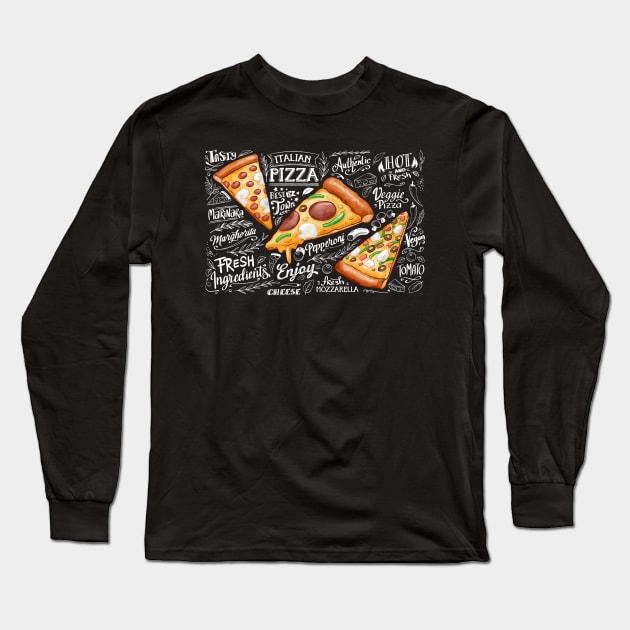 Backboard Pizza Theme Long Sleeve T-Shirt by Mako Design 